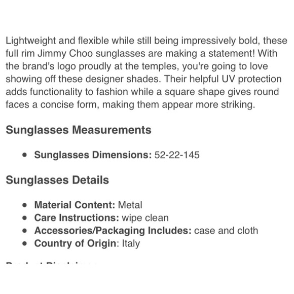 FINAL DROP JIMMY CHOO “CLARA” SUNGLASSES NO OFFERS - Picture 4 of 5